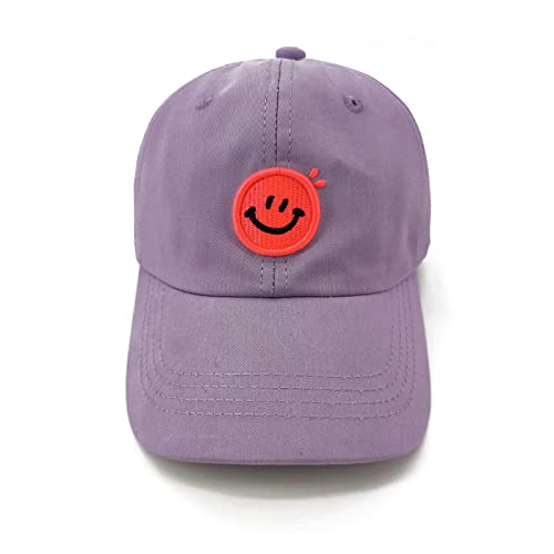 Cynicism Smiley Face Hat Kids Toddler Baseball Hat Cap Girls Embroidered Baseball Cap Boys Adjustable Sun Hats Cute Funny Smile Face Caps 2-8 Years Old Purple #TOP5