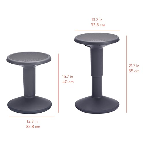 Image of Back2School Express Wobble Stool - Adjustable Height 15.7 inch-21.7 inch Active Learning Chair for Kids & Adults, Ergonomic Flexible Seating for Classroom, Homeschool & Office, 220 lbs Capacity, Grey