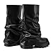 VOMIRA Slouchy Fold Over Boots for Women Round Toe Stacked Heel Pleated Pull On Wide Calf Black Platform Mid Calf