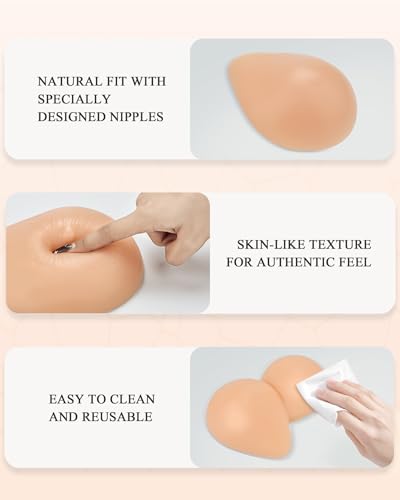 Silicone Breast Forms for Mastectomy, 1 Pairs Fake Boobs Prosthetic Breasts Inserts for Crossdressers-A B C D E Cup4