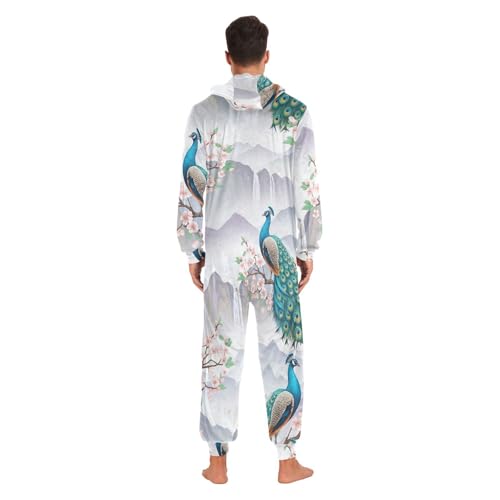 Pijama de pavo real holgado contra el frío invernal mono térmico suave de una pieza 7