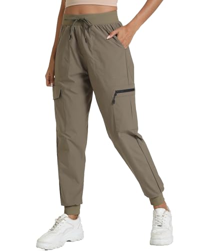 Image of Women's Joggers with Pockets, Hiking Cargo Water Resistant Lightweight Pants for Women Workout Athletic Travel Camping