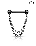 CM Crareesi Mania Anillo de tabique de cadena de acero quirúrgico 316L, joyería de piercing de tabique sin rosca, anillo de tabique para mujer, 16 g, joyería de piercing de doble hélice, Acero