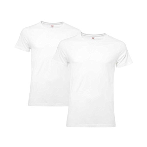 Levi's - T-shirt - Uni - Lot de 2 - Homme - Blanc (White) - Taille : L Levi's - T-shirt - Uni - Lot de 2 - Homme - Blanc (White) - Taille : L