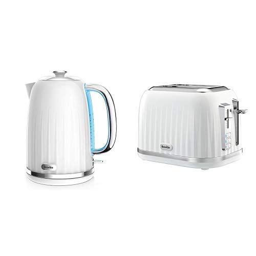 Impressionen Wasserkocher & Toaster Set mit 2 Scheiben Toaster & Wasserkocher, Weiß
