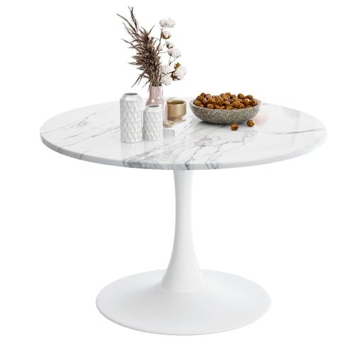 Table Ronde Moderne, Table à Manger Ronde, Table de Loisirs Simple, Table Ronde à Socle, Table de Petit-Déjeuner et Bistro 2-4 Places, Table Basse à...