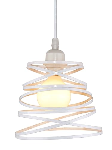 PETITES ECREVISSES Creativo Lámpara de Techo Moderno Lámpara Colgante Metal Forma de Primavera para Comedor Restaurante Sala de estar Dormitorio (Blanco-Ø20cm)