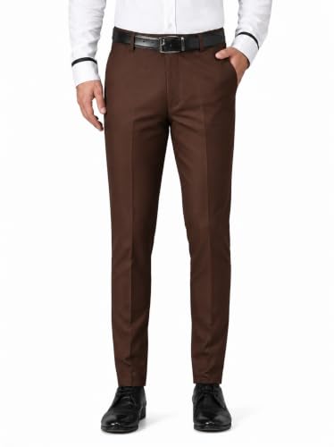 Image of Men's Slim Fit Formal Trousers | Office & Business Wear | Men's Solid Formal Pants (256)