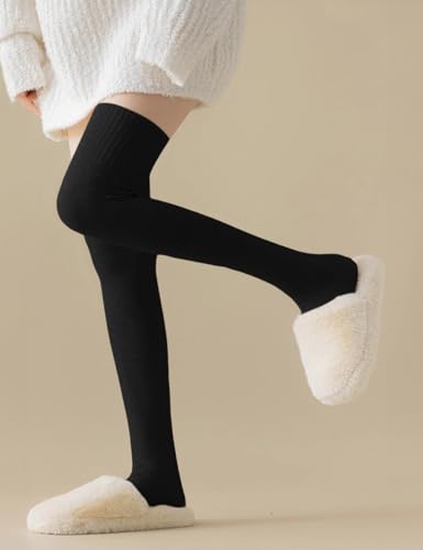 Women Thigh High Wool Soft Socks Extra Long Over the Knee Warm Stockings Thin Cushion Boot Sock Cosplay Daily Comfort