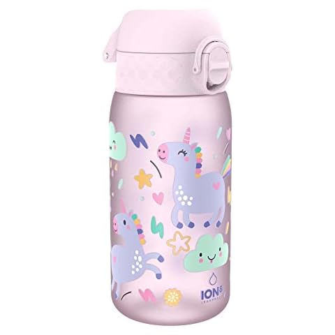 Botella de agua para niños a prueba de fugas Ion8, sin BPA, unicornio Cover