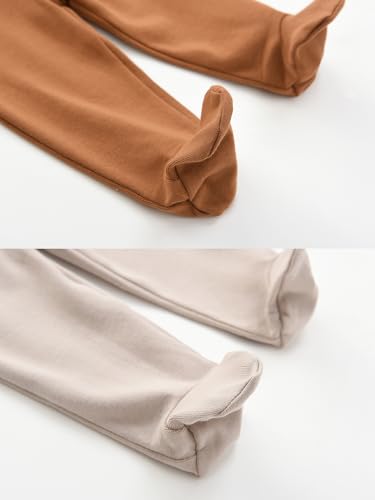 ACESTAR Newborn Infant Baby Boys Girls Cotton High Waist Footed Pants Casual Leggings with Feet 0-12 Months 3-PACK/1-PACK4