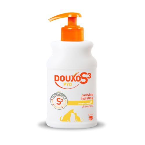 DOUXO S3 PYO Antibacterial and Antifungal Dog and Cat Shampoo - Hypoallergenic Fragrance - Veterinary Recommended and Clinically Proven - Created with dermatologists - Safe Skincare Selection - 200ml