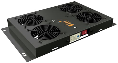 Techly Professional 364972 Kit di Ventilazione a Soffitto per Rack 19" 4 Ventole Nero Nero