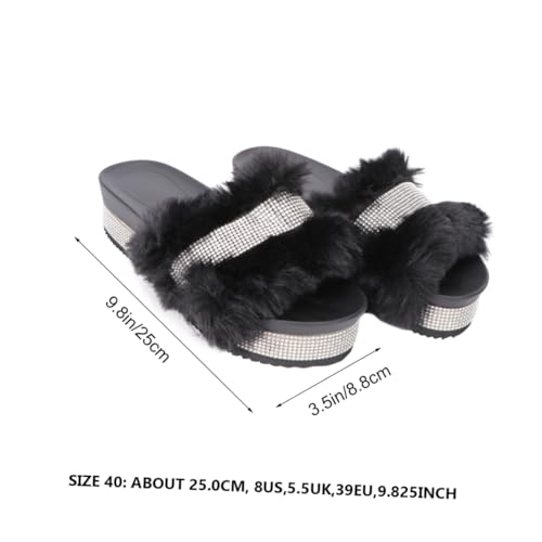 Stylish Thick Sole Rhinestone Slippers for Women Warm Plush Home Footwear Breathable and Moisture-absorbing Design for Winter Indoor Use2