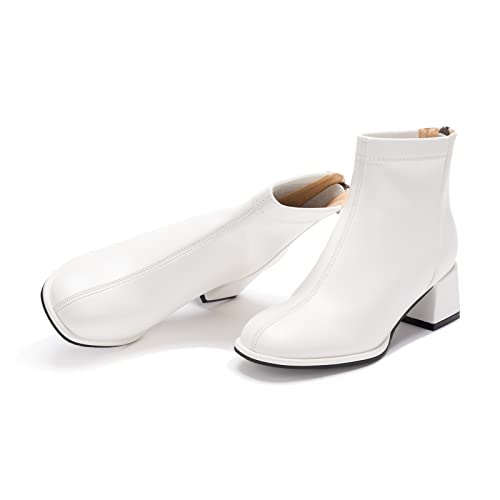 Women's Fashion Ankle Boots Chunky Low Block Heel Booties Back Zipper Fall Short Boots Shoes2