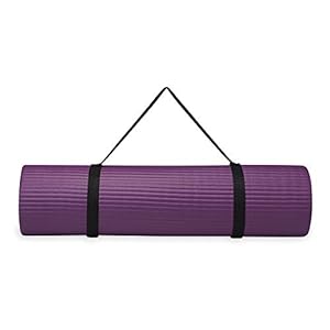 Gaiam Essentials 2/5″ Thick (10mm) Yoga & Pilates, Fitness & Exercise Mat with Easy-Cinch Carrier Strap Cushion Support For Fitness and Gym Workouts
