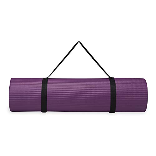 Gaiam Gaiam Essentials 2/5″ Thick (10mm) Yoga & Pilates, Fitness & Exercise Mat with Easy-Cinch Carrier Strap Cusion Support For Fitness and Gym Workouts