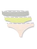 Bragas suaves Calvin Klein Tanga 3pk (FF), Coral Cor/Cyber Green/Grey, XL para Mujer