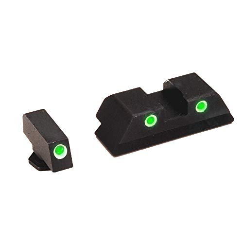 AmeriGlo Classic Series 3 Dot Sights for Glock 20,21,29,30,31,32,36, Green with White Outline, Front and Rear Sights GL-119, UPC :644406900344