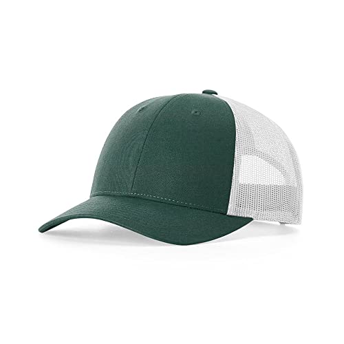 Richardson 115 Low-Profile Hat Structured Classic Trucker Adjustable Snapback Cap (Dark Green Heather/Light Grey)