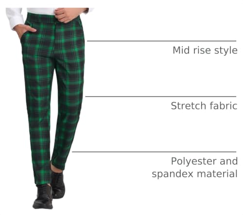 Lars Amadeus Men's Dress Plaid Pants Business Flat Front Green by Lars Amadeus - Used condition - US$28.61