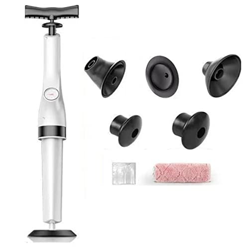 Desatascador de inodoro con bomba de aire a presión, desatascador manual sin cables con manómetro visual de presión, apto para desatascar tuberías, juego de 5 piezas miniatura 1