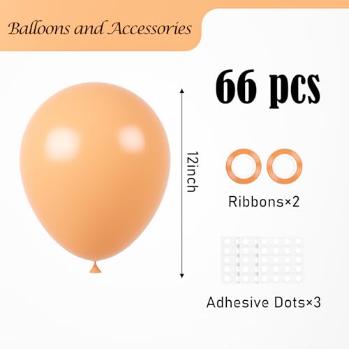 Image of Voircoloria Peach Balloons, 66pack 12inch Pastel Orange Latex Party Balloons for Wedding, Birthday, Graduation, Bridal Shower, Baby Shower, Gender Reveal, Anniversary, Bachelorette Party Decorations