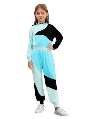 Kids Girls Workout Tracksuits 2 Piece Hooded Sweatshirt And Pants Set Running Outdoor Sports Sweatsuits