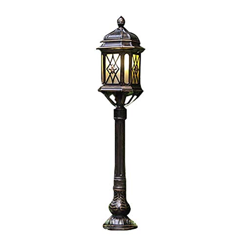 MOYEE Post Lights Outdoor,Outdoor Garden Lantern Antique Brown Finish Die-Cast Aluminum Glass Courtyard Lawn Pillars Lamp Ip55 Rated Protected Against Splashing Water Exterior Column Sta