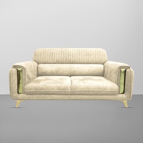 Image of Casaliving Gelio 3 Seater Sofa Set for Living Room (Cream Colour) Premium Fabric Sofa