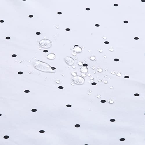 Mvsuta Can Can Black Polka Dots Printed Polyester Waterproof Microfiber Fabric Boho Ruffled White Shower Curtain For Bathroom,72" W X Extra High 84" L #TOP1