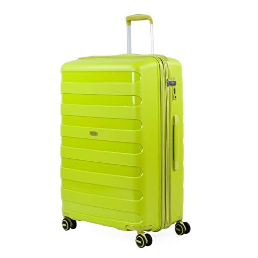 JASLEN - Maleta de Viaje Grande Trolley Marca Jaslen Tamaño 70 Fabricadas con Polipropileno, un Material Ligero y Resistente Candado TSA 4 Ruedas Dobles 161270, Color Lima
