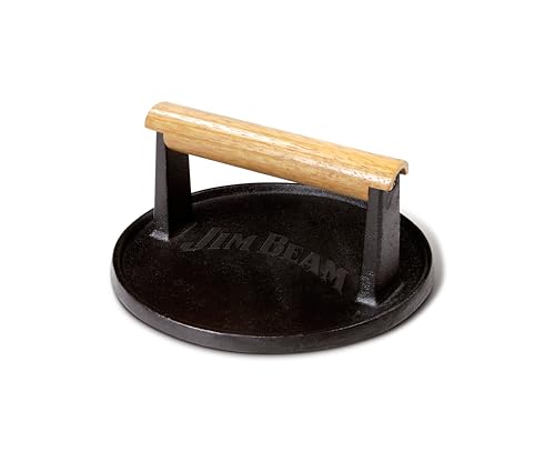 Jim Beam Jb0158 Cast Iron Burger Presse mit Holzgriff