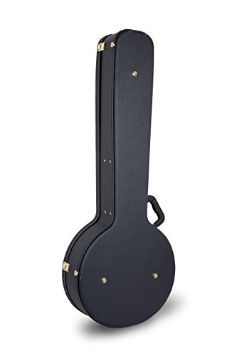 Image of Crossrock Hardshell Banjo Case fits 5-string Resonator styles of Banjos- Stainless Steel Latches, Sponge Lining, Storage Space-Black (CRW600BJBK)