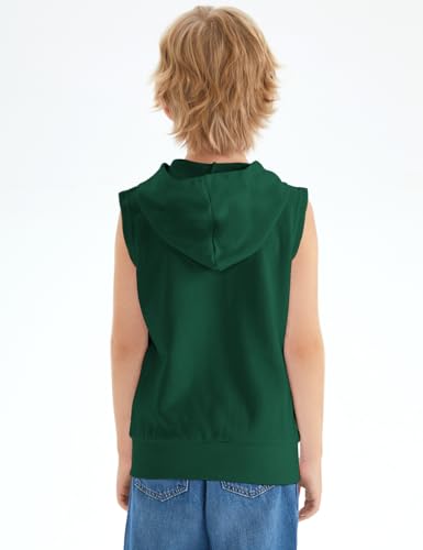 Image of Spring&Gege Boys' Full Zip Sleeveless Hooded Vest Basic Zipper Tank Tops Sweatshirt with Pockets