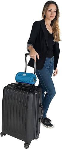 Image of BlueHills Ultra Compact Travel Blanket in Portable Case Premium Soft Large Airplane Blanket Flight Essentials for Car Plane Train Hotel Layover Peacock Teal C004