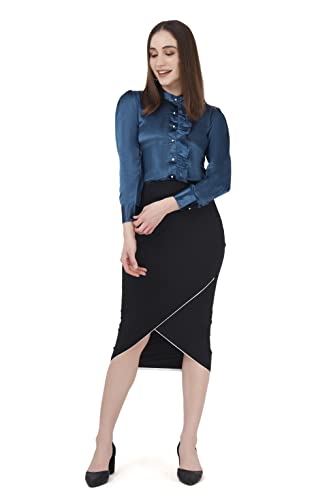 Image of MISVERSE Blue Satin Frill Shirt