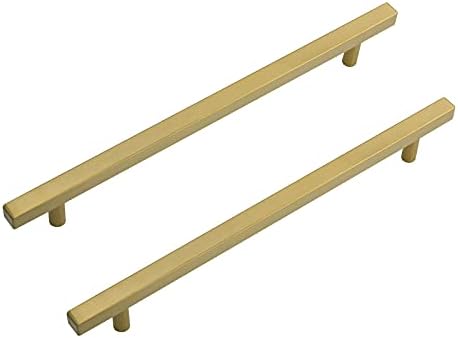 LONTAN 15 Pack Brass Kitchen Handles 160mm Gold Cabinet Handles Gold Cupboard Handles Brushed Brass Wardrobe Handless Kitchen Cupboard Handles Stainless Steel Gold Bathroom Cabinet Handles