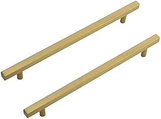 LONTAN 15 Pack Brass Kitchen Handles 160mm Gold Cabinet Handles Gold Cupboard Handles Brushed Brass Wardrobe Handless Kitchen Cupboard Handles Stainless Steel Gold Bathroom Cabinet Handles