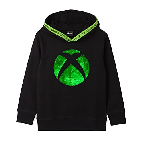 XBOX Hoodie Jungen Mädchen Kinder Flip Pailletten Spiel Black Sweater 13-14 Jahre