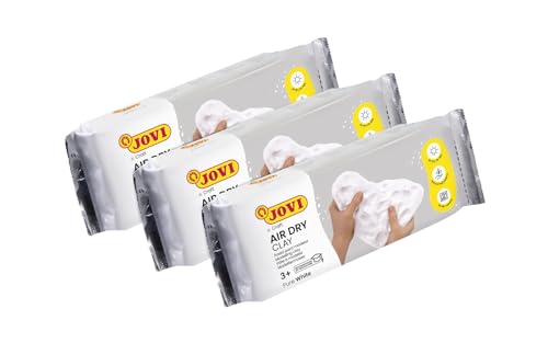 Jovi - Kit Air Dry de 3 unidades - Pasta para modelar, secado al aire sin horno, color Blanco, 3 unidades de 250 Gramos (P83/3)