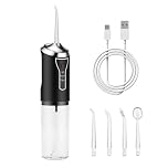 Irrigatore Orale Senza Fili,Idropulsore Dentale Portatile Pulizia Denti Rimuovi Tartaro,Water Flosser,Include 4 Bocchette, Ricarica USB e Design Compatto per Viaggi - Nero
