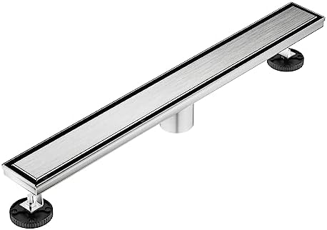 Neodrain Brushed 48-Inch Linear Shower Drain,with 2-in-1 Flat & Tile Insert Brushed Cover, Rectangle Shower Floor Drain, Floor Shower Drain with Adjustable Leveling Feet, Hair Strainer