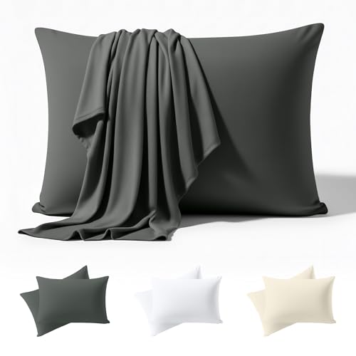 Utopia Bedding - Jersey-Kissenbezug 50 x 70 cm 2er-Set - Oeko-TEX - Kissenbezüge aus Baumwollmischung mit Umschlagverschluss - Grau (Innenkissen Nicht enthalten) nur Kissenbezug