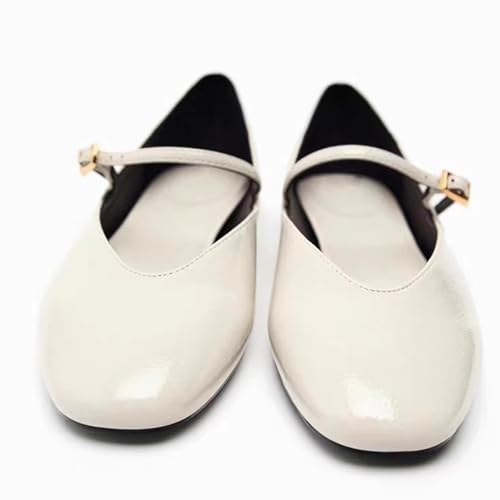 Women's Patent Leather Elegant Ballet Flats Comfortable Round Toe Adjustable Buckle Strap Flat Non-Slip Mary Jane Shoes Suitable for Dancing Walking4