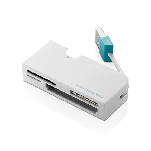 エレコム カードリーダー USB2.0 2倍速転送 ケーブル長5cm ケーブル収納タイプ ホワイト MR-K013WH