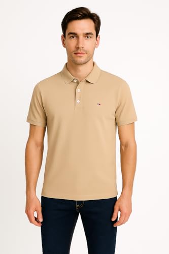 Tommy Hilfiger Herren Poloshirt Kurzarm 1985 Slim Fit, Beige (Batique Khaki), M 3