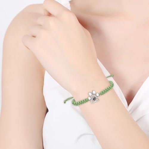 ZqlDDayUP Benutzerdefinierte Bild Armband - Personalisiertes Foto Mit Hund Pfote Projektion im Inneren - Paw Charm Memory Geschenk für Tierliebhaber
