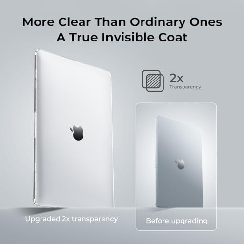 Image of EooCoo Case Compatible for MacBook Air 13.3 inch M1 2021 2020 2019 2018,A2337 A2179 A1932,Original Machine Color,Ultra-Thin Invisible,M1 Air 13 High Transparency Laptop Hard Shell Cover-Crystal Clear