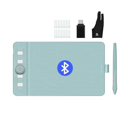 Image of GAOMON Bluetooth Drawing Tablet WH851 Graphics Pen Tablet, Digital Art Tablet Supports 16384 Levels, Intuitive Dial with 8 Shortcut Keys, Work with Windows & Android & Mac, 8 x 5 inches, Green